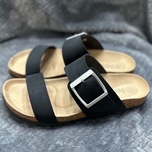 Bjorndal black slip on sandals size 10
